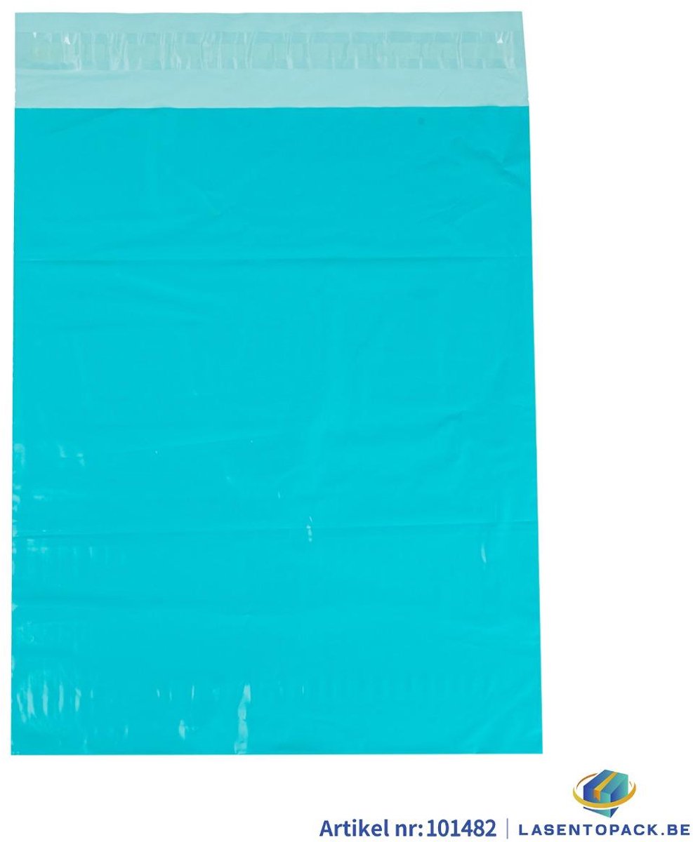 100x Verzendzakken kleur Blauw plastic 320 x 450 mm - 50 micron COEX - Triman - Zelfklevende Plakstrip - Ondoorzichtig - Wit/Zwart - Kledingzakken - 100% Recyclebaar - Waterafstotend - Voor Kleding en Webshop - Verzendenveloppen