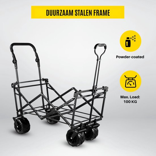 Bolderkar - Opvouwbare wagen - Verstelbare handgreep - Camping Trolley - Picknick en BBQ - Handige opbergvakken van Merkloos — afbeelding 2