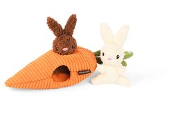 P.L.A.Y. Hippity Hoppity Funny Bunnies - Interactief Hondenspeelgoed - Verstopspel met Konijnen - Mentale Verrijking - Pluche Puzzel