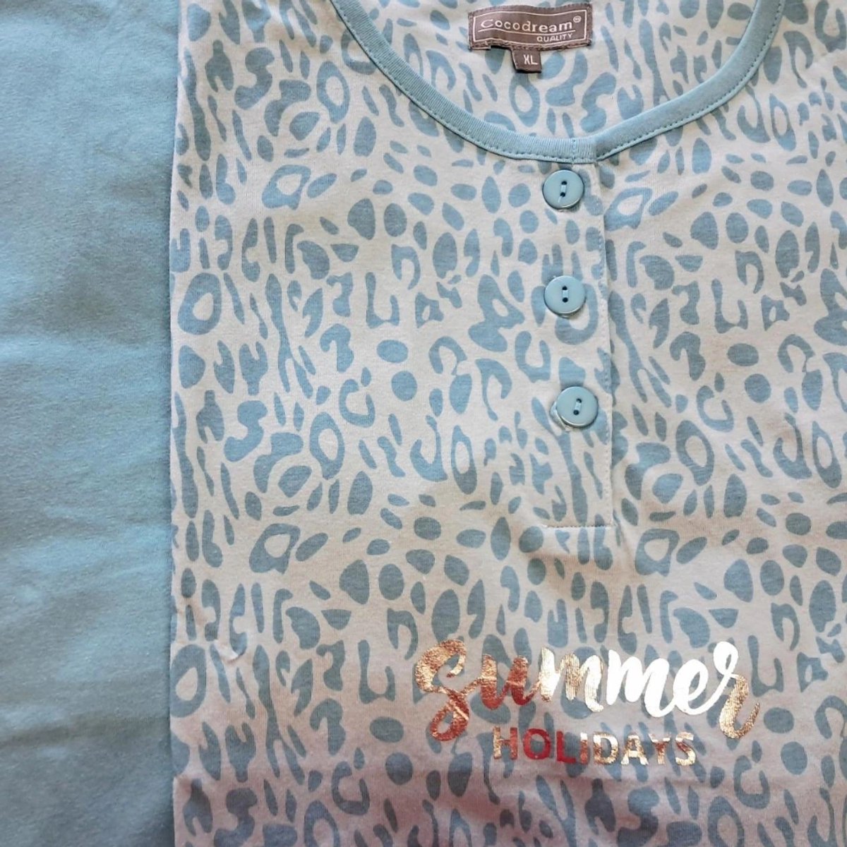 Cocodream Quality Cocodream dames set 3/4 broek - 100% katoen - Summer holidays - blauw