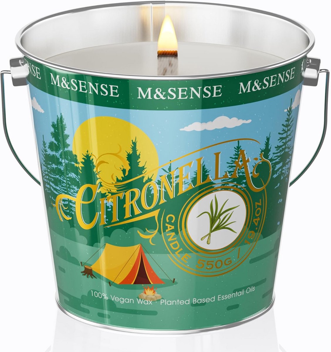 Grote Geurkaars op Basis van Sojawas met Citronella en Pepermunt - 110 Uur Brandtijd
