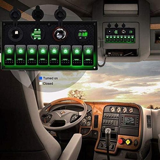 Allecta - 8 Gang Rocker Switch On Off Panel - Overload Protected - USB ...