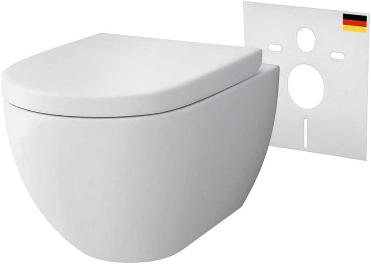 Wandhangend douchetoilet met bidetfunctie en softclose 2-in-1 toilet en bidet nanocoating spoelrandloos