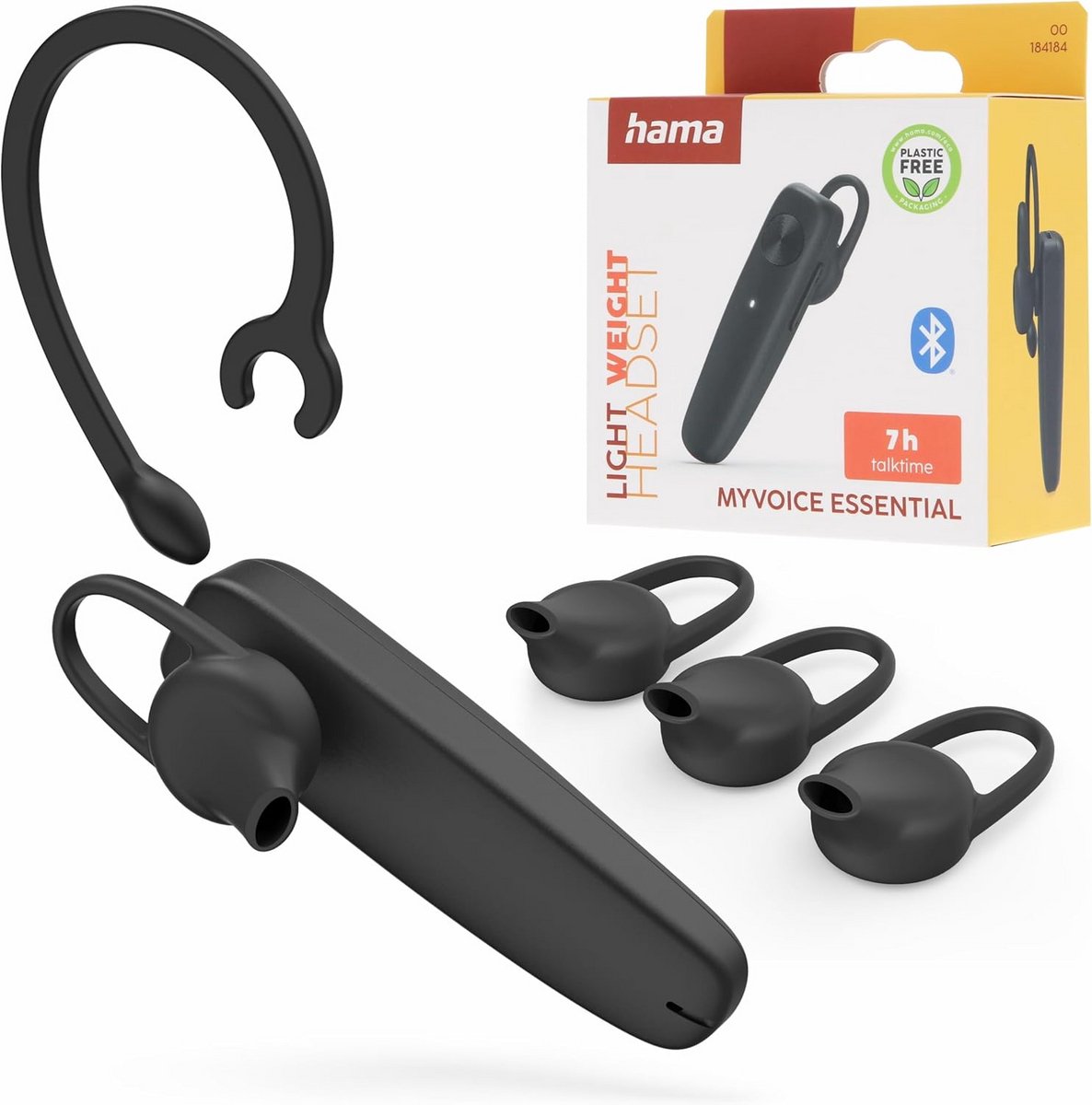 Lichte Bluetooth Mono-Headset voor Telefonie - 9 Gram, 2 Apparaten Tegelijk, Siri en Google Assistant, 9u Gesprekstijd