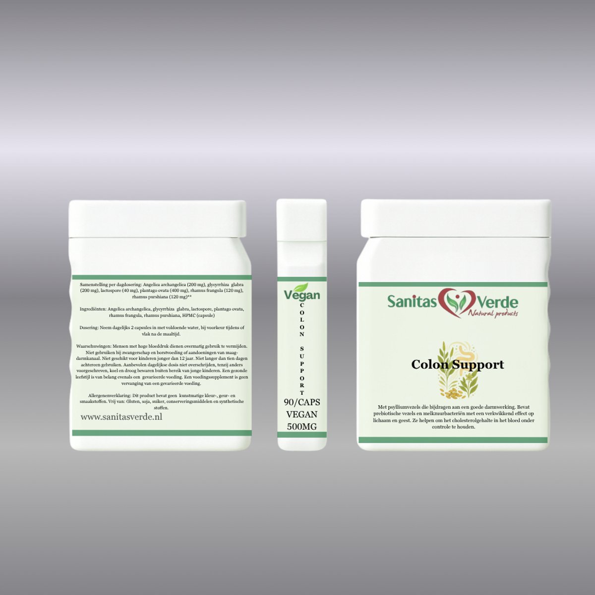 Sanitas Verde - Colon Support - 90 vegan capsules - 500 mg