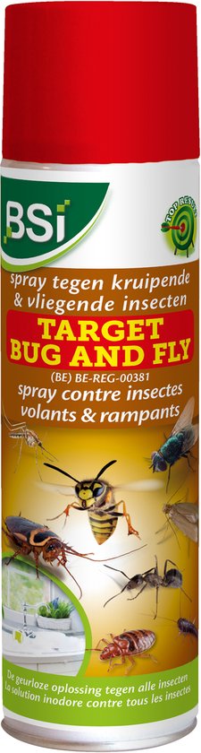 BSI Target Bug and Fly spray, bus met rode dop, tegen kruipende en vliegende insecten.