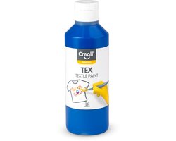 Creall Tex - Textiel- & Stoffenverf - Blauw - 250ml - Machine wasbaar na fixatie - Voor T-shirts, jeans, schoenen, stoffen tassen, meubels en auto-interieurs/hemelbekleding - Gemaakt in NL - Glutenvrij