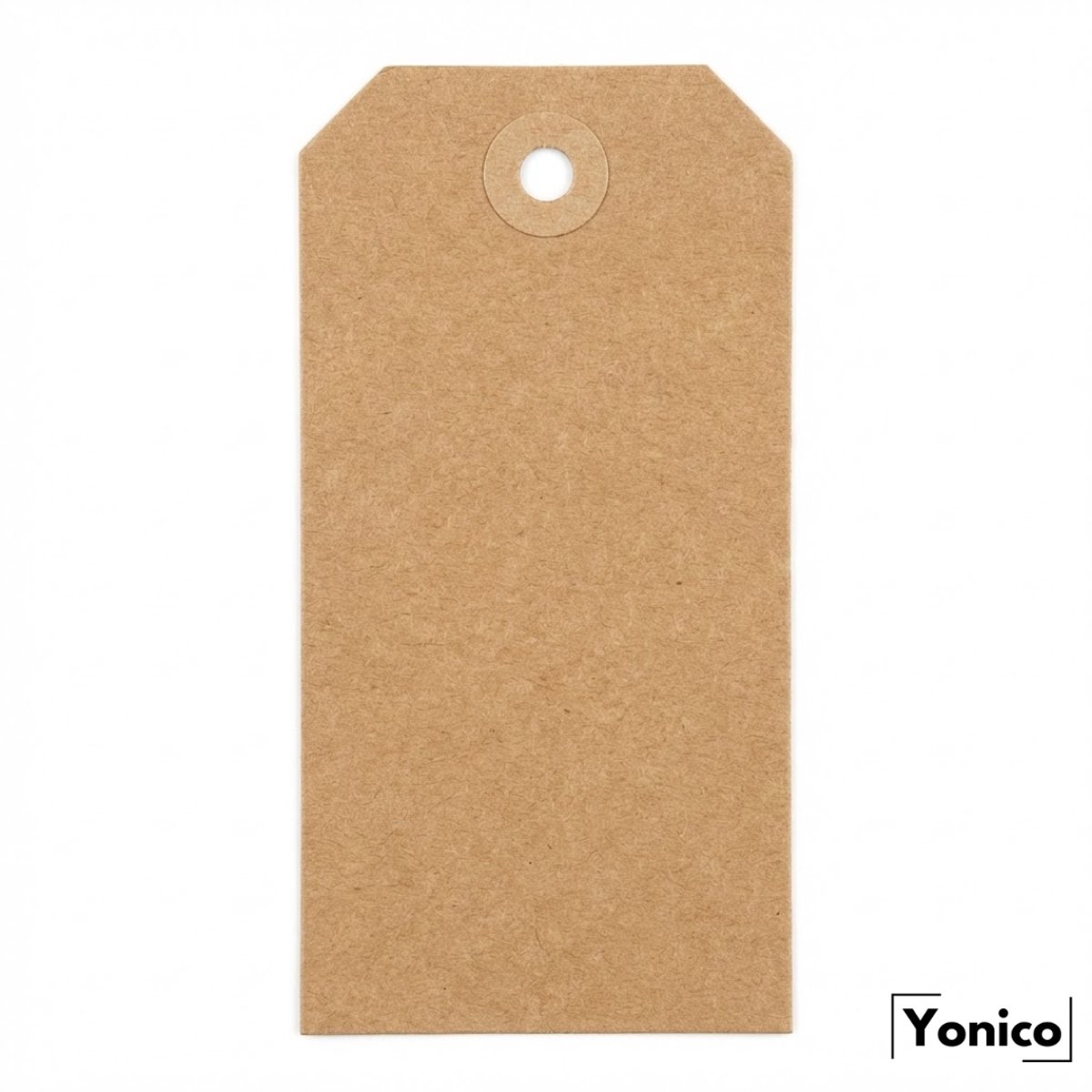 Yonico – Prijslabel – 63 × 125 mm – Bruin Kraftpapier – Verstevigd Oog