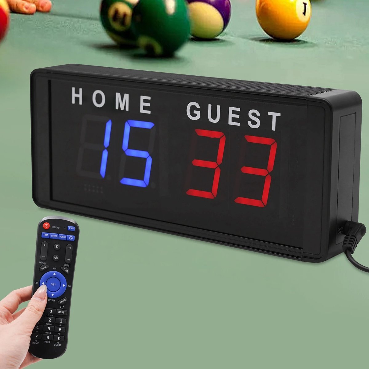 LeeuwenChoice® Elektronisch Score Bord Digitaal - LED-display - Met Afstandbediening - 4 Cijfers - Rood/Blauw - Voor Sportwedstrijden - Voetbal, Tennis, Padel, Basketbal & Andere Balsporten