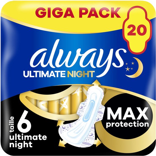 Always Ultimate Night Maandverband Met Vleugels - Maat 6 - 3 x 20 stuks