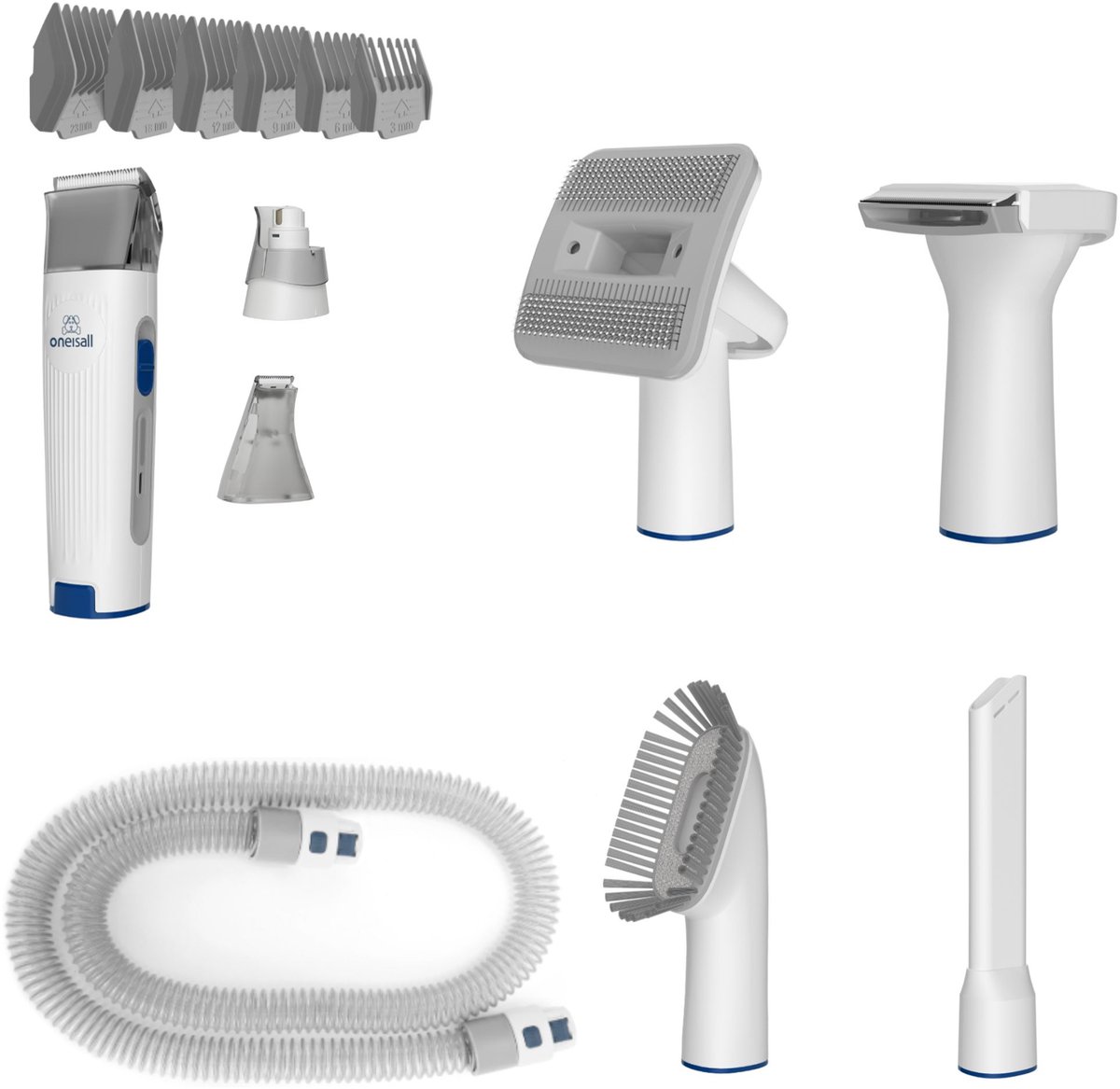 oneisall Stille honden- en poottrimmer, 2-in-1, tondeuse, hond & poottrimmer, draadloze tondeuse voor middelgrote honden, puppy's en katten (zwart