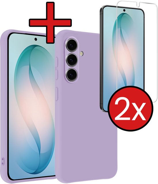 Étui - Met 2x Screenprotector - Convient pour Samsung Galaxy S26 - Robuste & Antichoc - Housse Téléphone - Back Cover - Siliconen Case - Étui Téléphone - Lilas