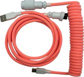 Premium Coiled Cable - Felroze - USB-C Naar USB-A - Mechanisch Toetsenbord Kabel