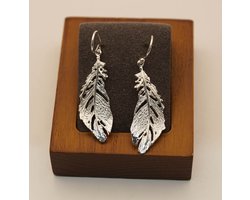 Zilveren veren oorbellen - sterling zilveren oorhangers van lange veren - grote veren oorbellen van 925 zilver - leuke vrouwelijke oorbellen - silver feather earrings - cadeau tip verjaardags cadeau, feestdagen, valentijn, zomaar