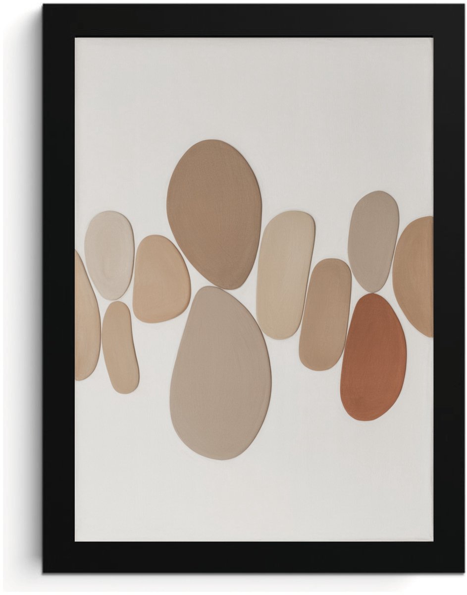 Abstract Wall Art Fotolijst, Beige Stones Print, A4 Photoframe, Modern Home Decor, Hoge Resolutie, MDF Frame, Acrylglas, Wall Art