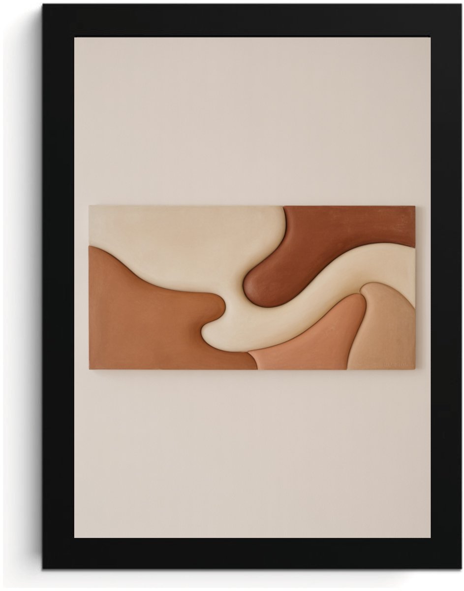Abstract Wall Art fotolijst, A4 fotolijst, moderne kunst, beige bruin kleuren, hoge resolutie print, MDF frame, acrylglas, Wall Art