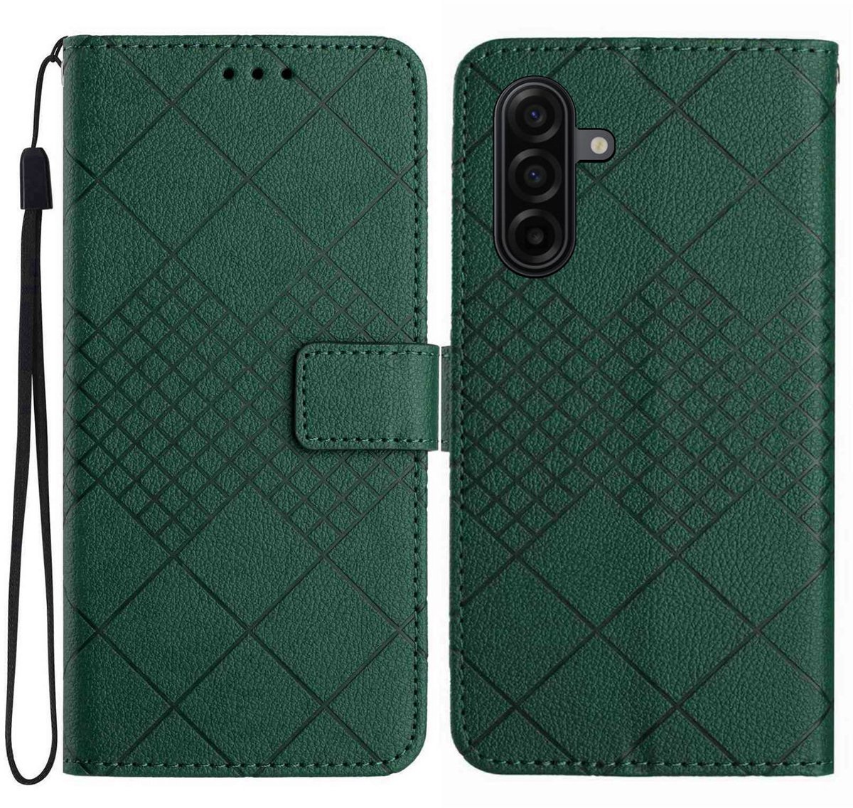 Coverup Hoesje - Geschikt voor Samsung Galaxy A57 Hoesje - Coverup Rhombus Book Case - Groen