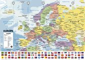 Europakaart poster - Landen - steden - Berlijn - Madrid - Educatief - school - Vlaggen - 50 x 70 cm