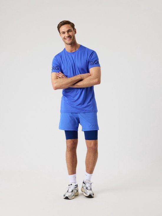 Björn Borg Sportshirt Heren Korte Mouw - Amparo Blauw - Gerecycled Polyester - Maat L