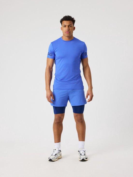 Björn Borg Sportshirt Heren Korte Mouw - Amparo Blauw - Gerecycled Polyester - Maat L