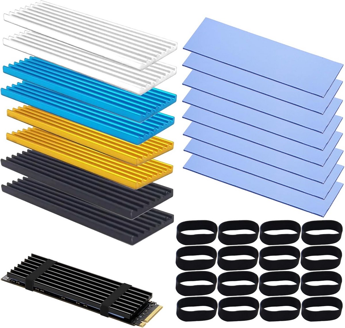 8 Pack M.2 2280 NVMe SSD Heatsink Aluminium Koeling met Thermische Pad