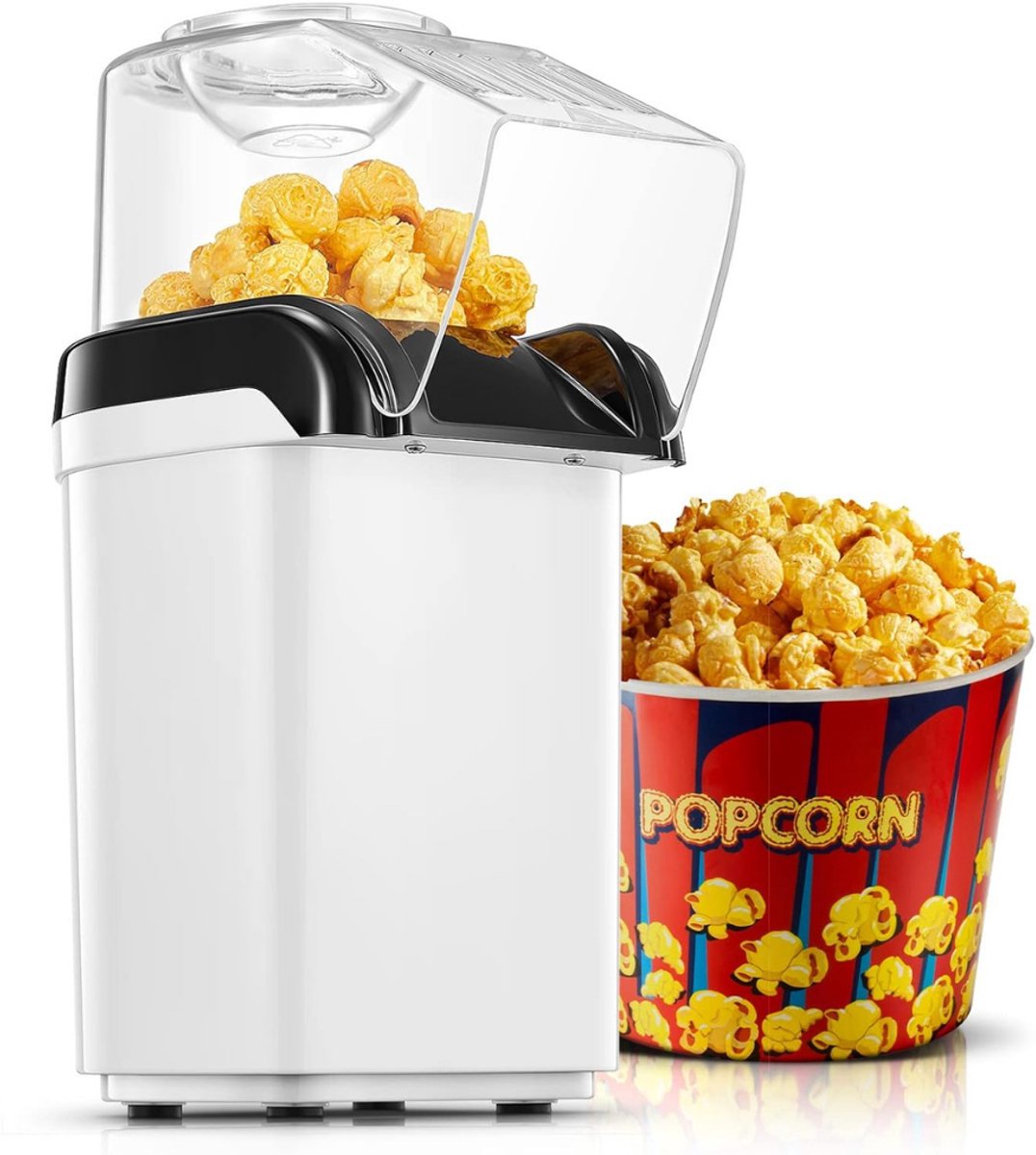Aurixi® Popcornmachine - Popcornmachine - Popcornmachine Princess - Wit - 27cmx 19cm x 13cm; 900g