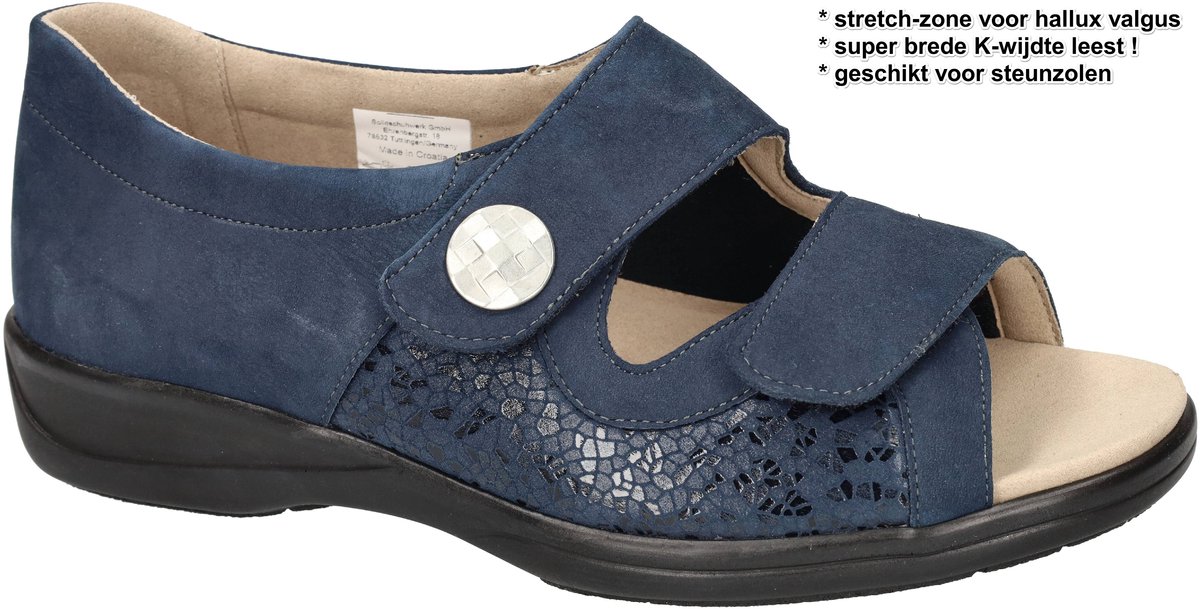 Solidus -Dames - blauw donker - sandalen - maat 38.5