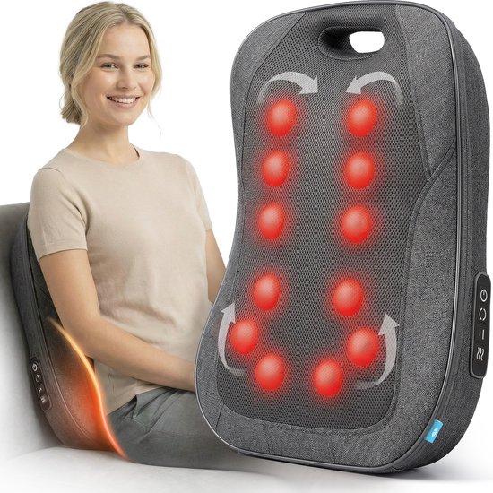 Lifeproducts Massagekussen - Nekmassage Apparaat - Massage voor Nek en Rug - Shiatsu Nek Massage Apparaat met Warmtefunctie