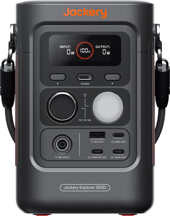 Jackery - Explorer 300D - Portable powerstation - draagbaar elektrisch station - 288 Wh batterij LFP - 2-in-1 kabel voor het dragen en opladen - 5 poorten USB-C/USB-A/CC 300 W - lichtgewicht zonne-generator voor buitenactiviteiten
