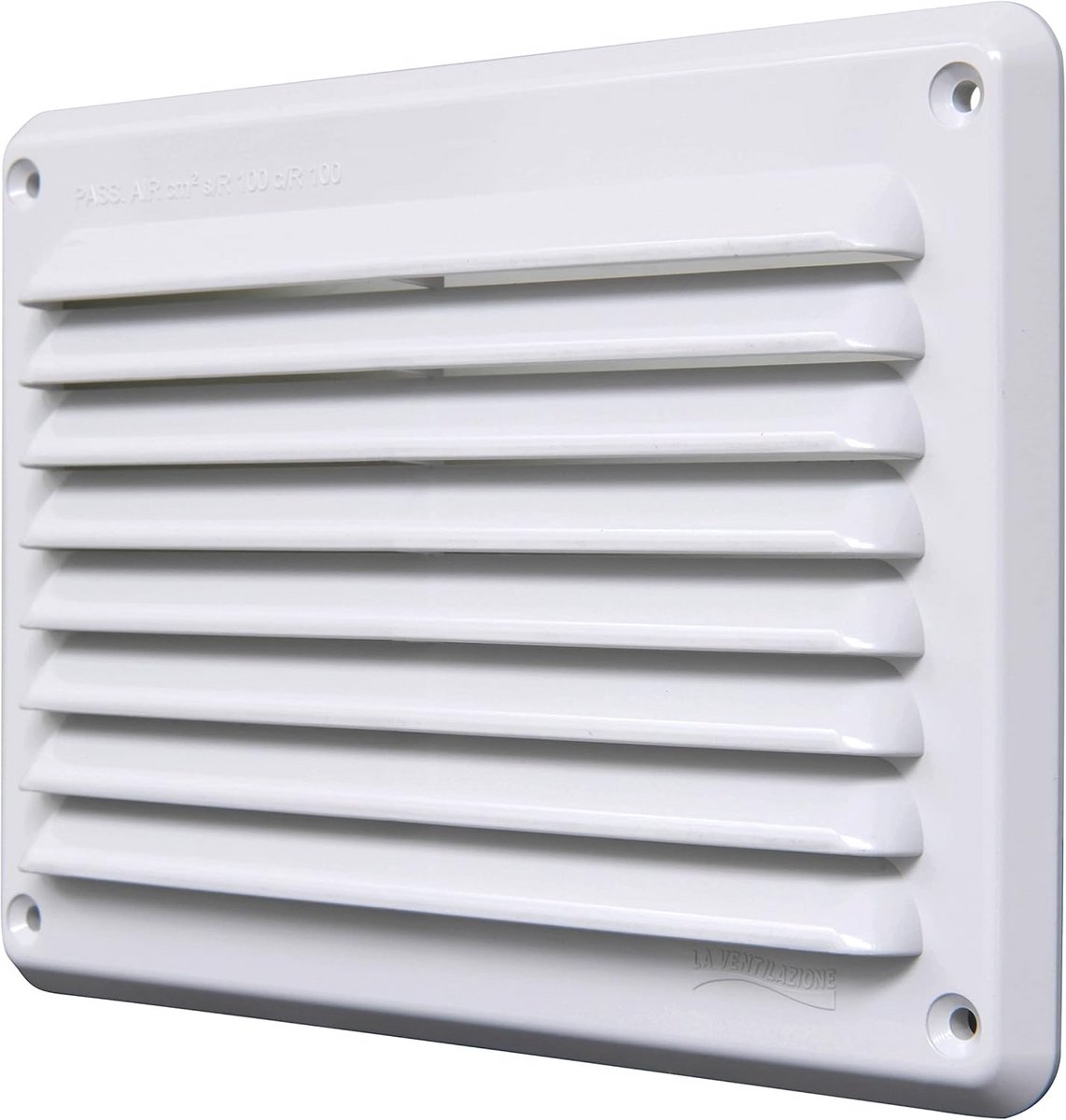 Rechthoekig Overzet Ventilatierooster Wit Kunststof 204x146 mm
