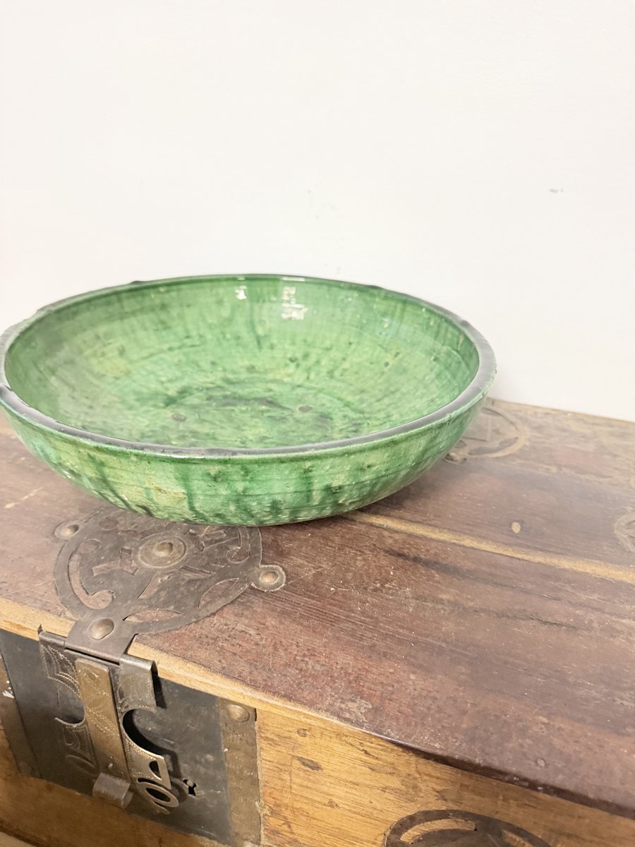 Tamegroute schaal | Groen | Marokkaanse Aardewerk saladekom | Diameter 28