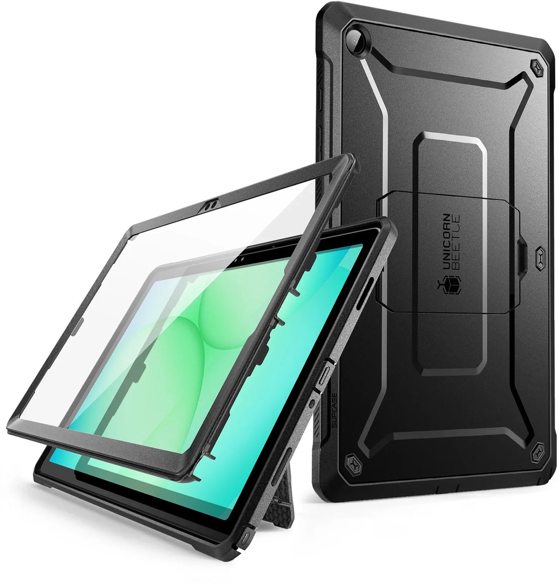 Supcase Hoes geschikt voor Samsung Galaxy Tab A11 Plus - Unicorn Beetle Pro Met ingebouwde screenprotector - Zwart