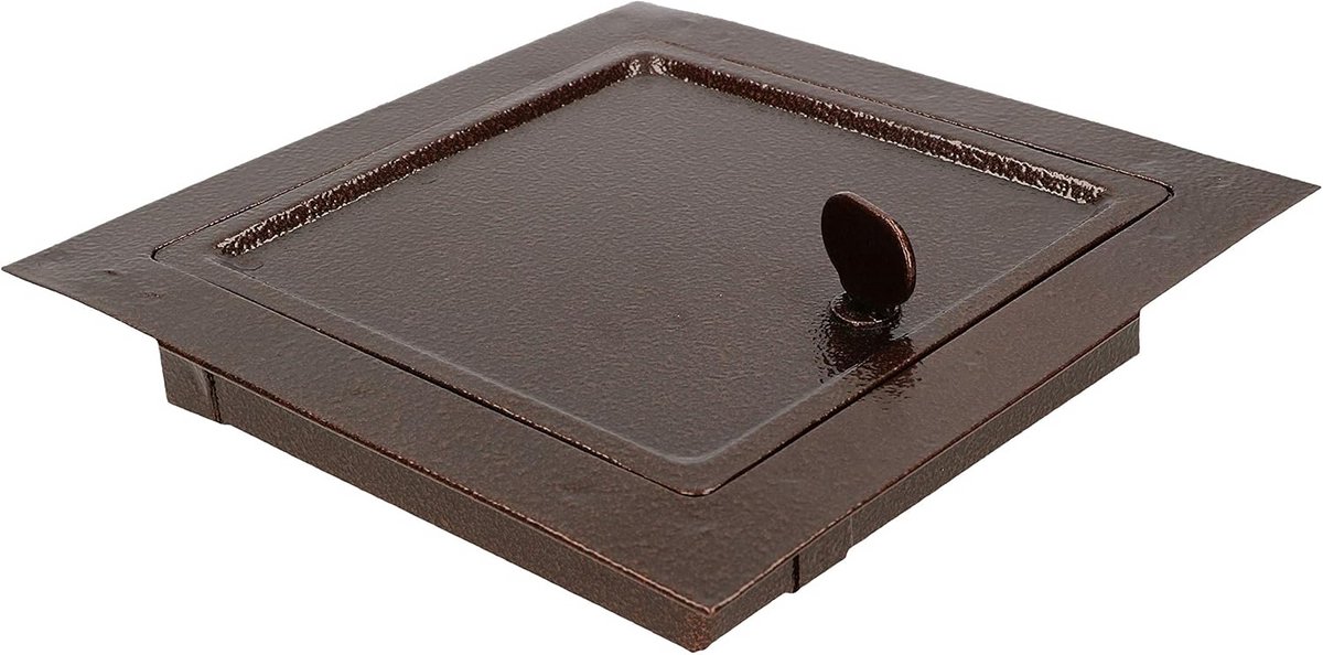Schoorsteendeur 140x140mm Antiek Koperkleurig met Warmteschild - Openen met Schroef of Munt