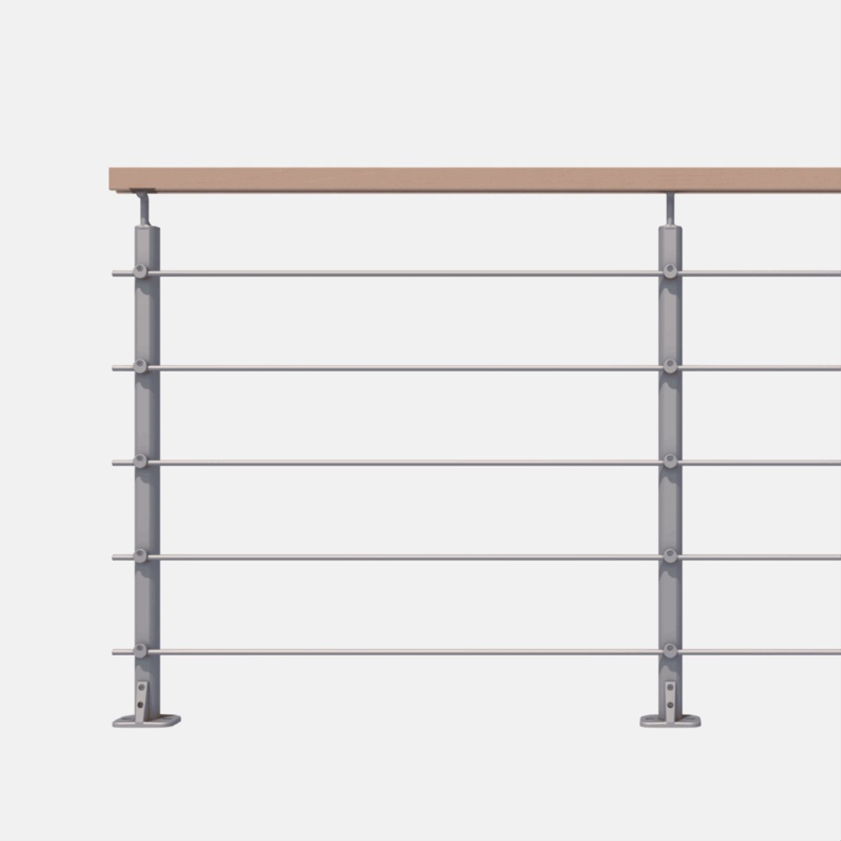 Kordo - Balustrade vlakke montage - OPALU - Silver met beuken handgreep - 2 m