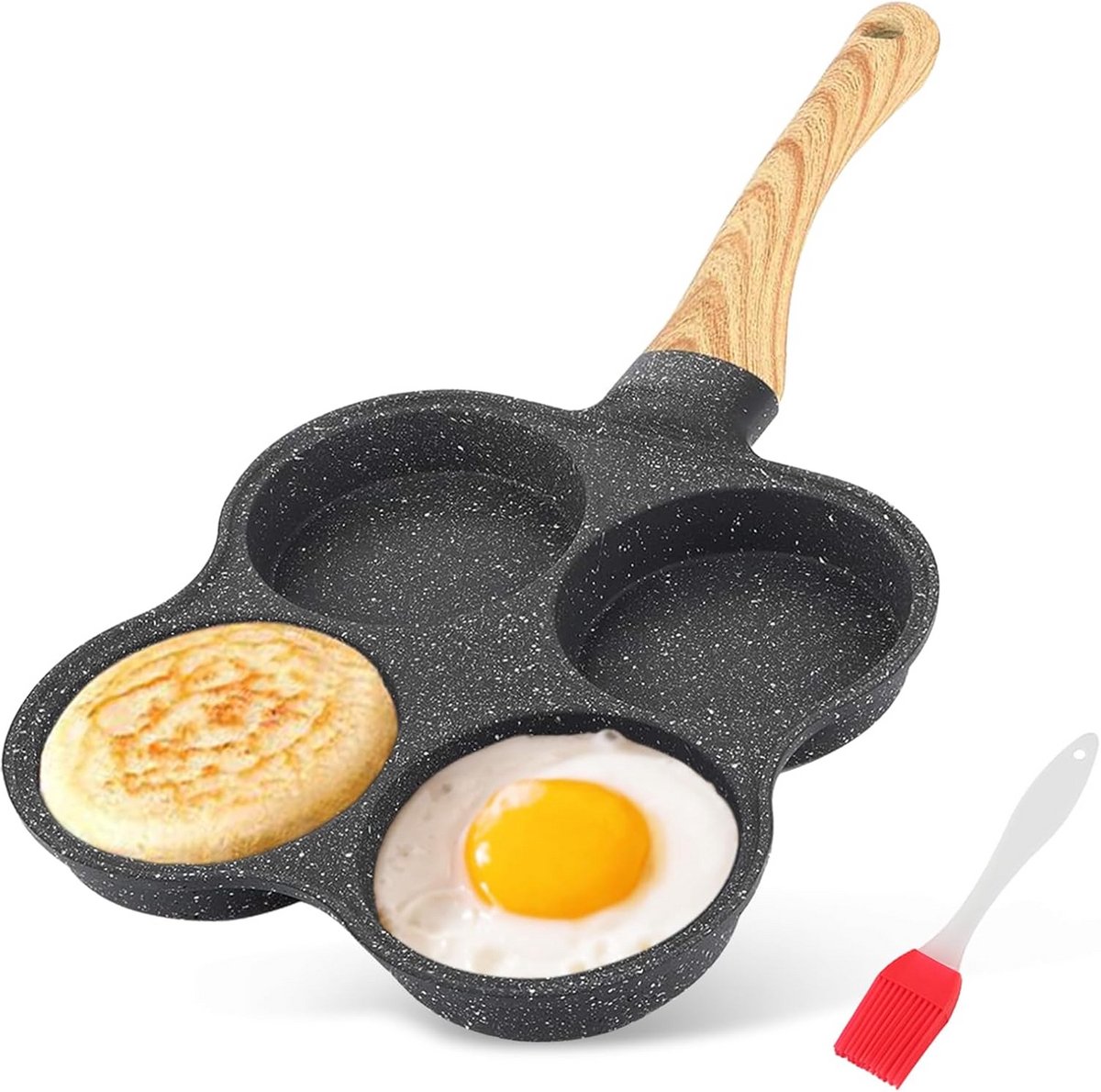 Koekenpan voor 4 Eieren Omeletvorm Ontbijt Pan voor Gas en Inductie
