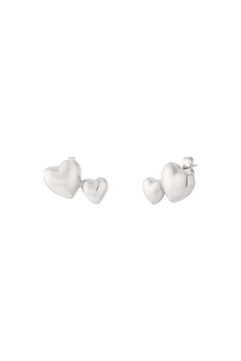 Double Heart Studs Zilver