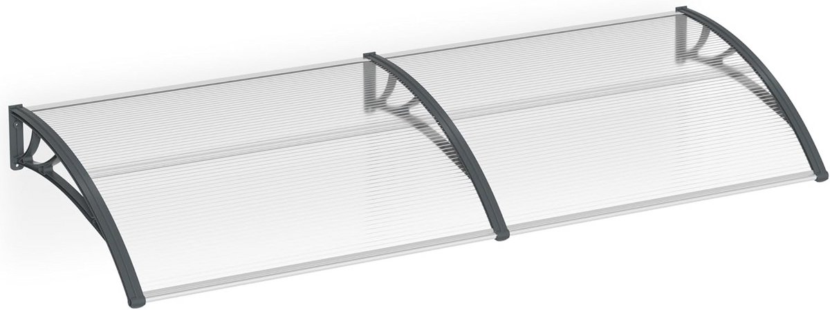 Transparante Deurluifel 300x100 cm met Grijze Beugel voor Buiten Bescherming