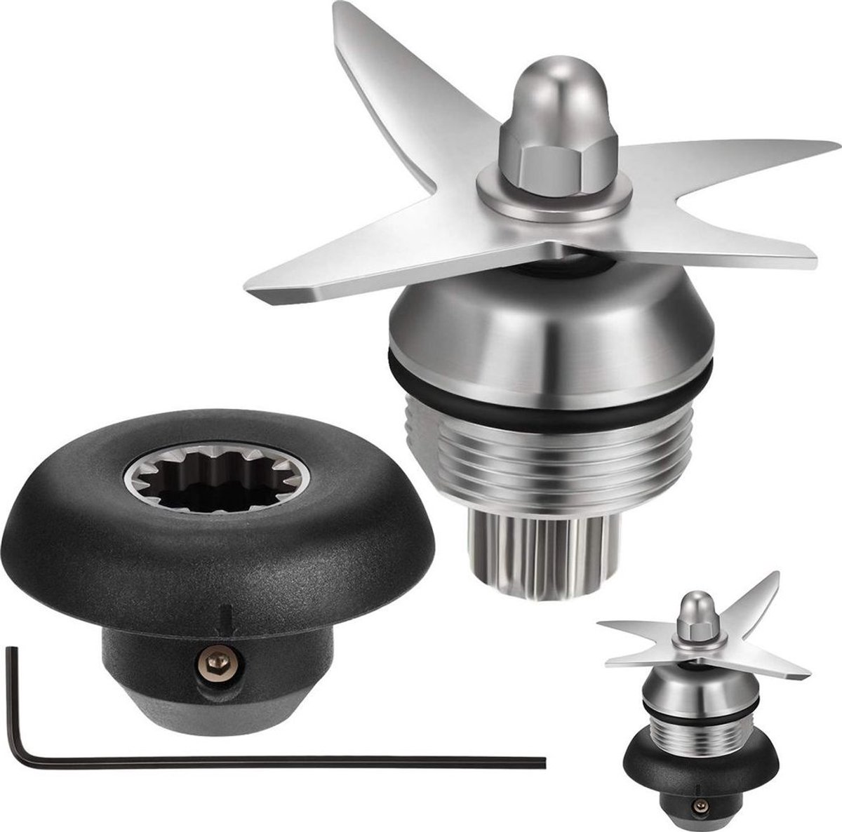 Geschikt voor Vita-Mix mixer 2-delige waaierconstructie, 4-blads, droog-/natijswaaierconstructie, Geschikt voor Vitamix 5200 serie.