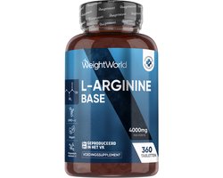 WeightWorld L-Arginine tabletten - 4000 mg - 360 vegan tabletten voor 3 maanden voorraad