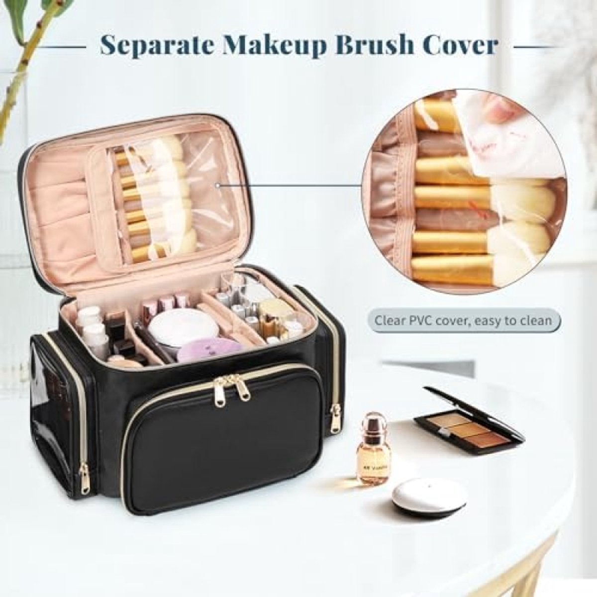 Ruime Cosmetische Organizer Tas - Waterafstotend met Kwastencompartiment