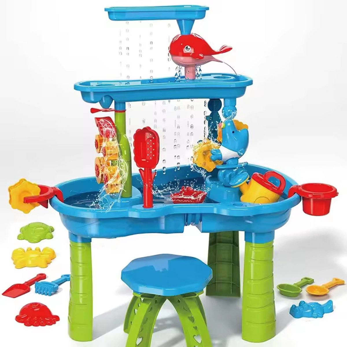 Zand en Water Speeltafel set - Zand en Watertafel - zandtafel - watertafel - Zand- of watertafel - met 13 delige accessoireset - activiteitstafel - 3-laags watertafel buiten speelgoed