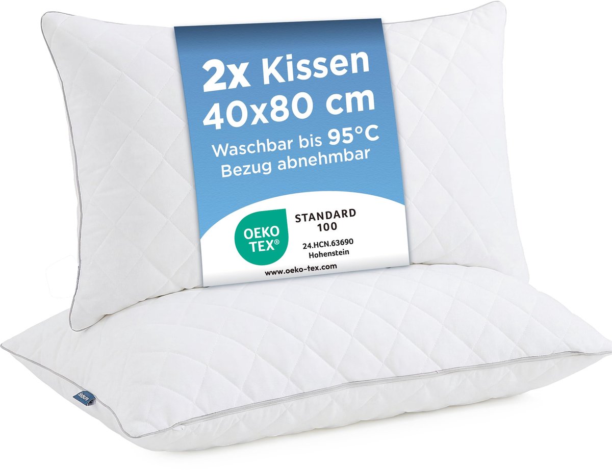 Hoofdkussen Set van 2 - Geschikt voor Meerdere Slaapposities - 40x80 cm