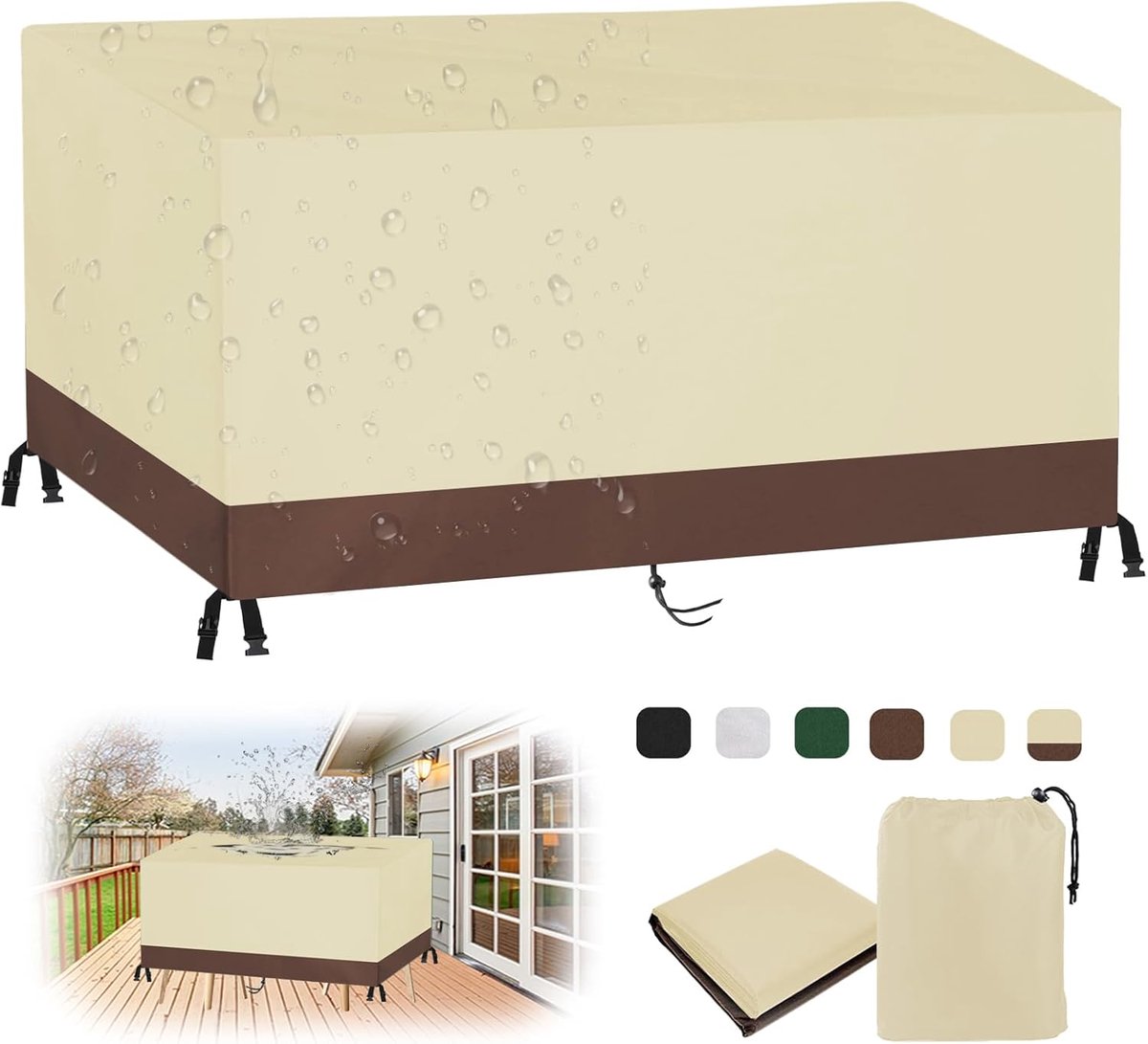 Tuinmeubelhoezen - Terrasmeubilair - Bescherming Buiten - Waterdicht Oxford Materiaal - 200 x 100 x 75 cm - Beige Bruin