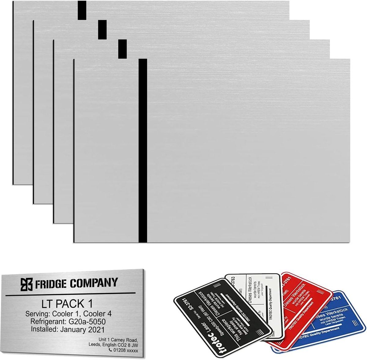Acryl Platen - Graveerplaten Set - Naambordjes Maken - Zilver met Zwart - 20x30cm - Spiegelend