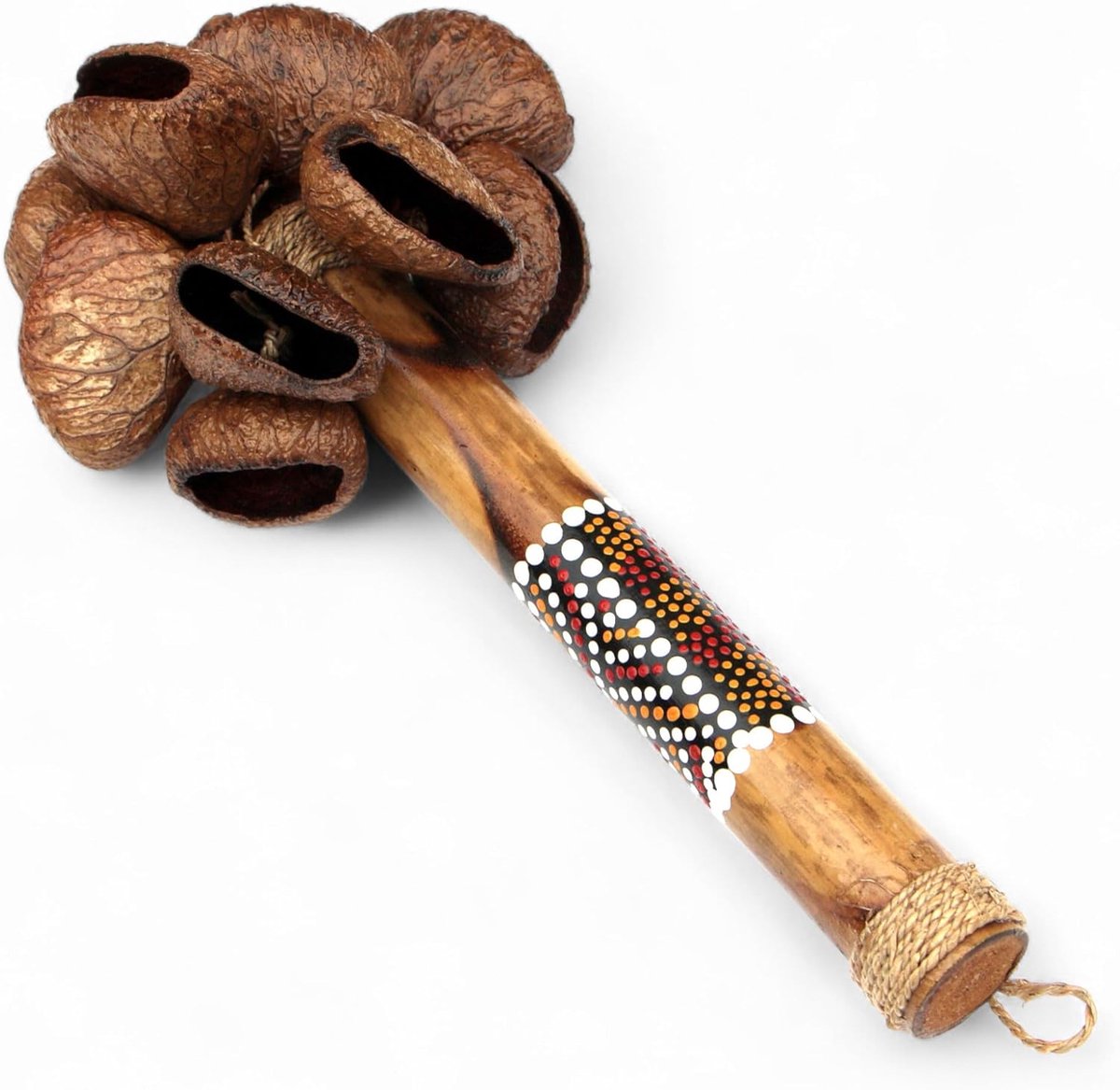 Rammelaar Instrument - Muziek Speelgoed - Baby Ontwikkeling - Handgemaakt Natuurproduct - 25 cm - Multicolor