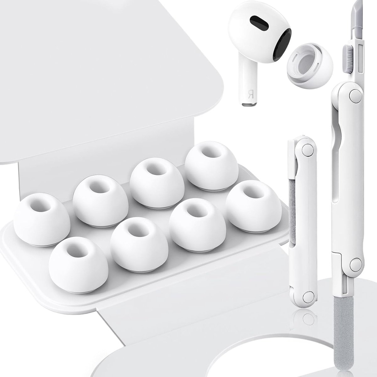 Oordopjes Vervanging - Oorkussens Set - Draagcomfort Vergroten - Vier Maten - Specifieke Pasvorm - Wit