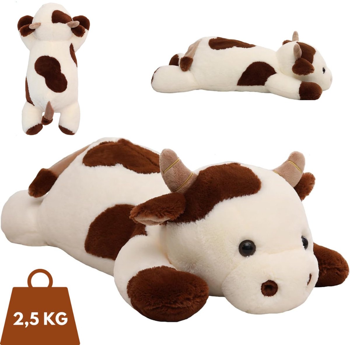Big Baloo Verzwaringsknuffel Koe 2,5KG/70CM - Verzwaarde Zware Anxiety Knuffel - Weighted stuffed animal voor Kind & Volwassenen — afbeelding 8