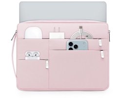 Laptophoes 14-15 inch - Slanke beschermhoes met meerdere vakken in lichtroze