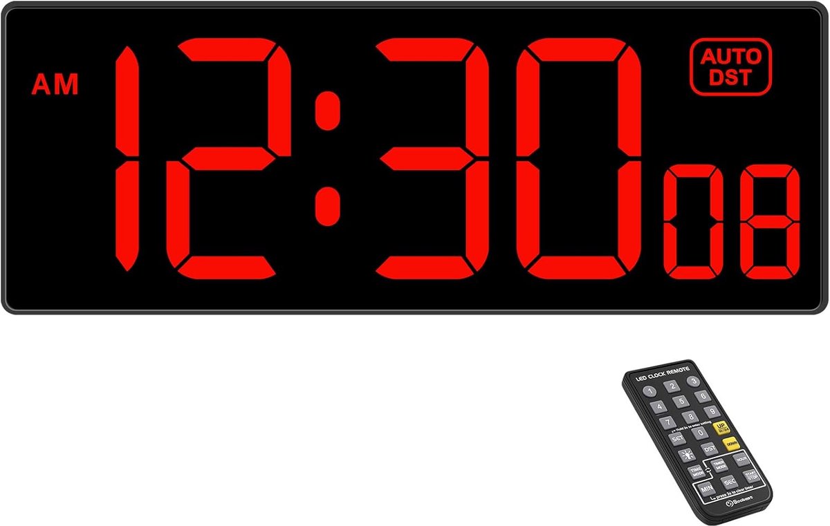Elektronische Klok Radio - Digitale Klok - Slaapkamer Gebruik - Wandmontage Mogelijk - Rechthoekig - Rood