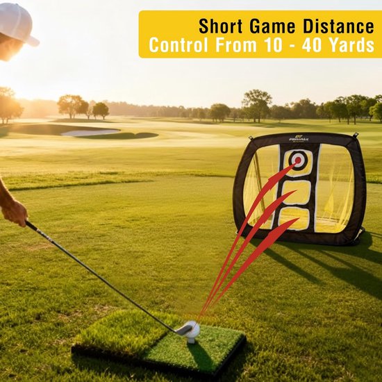 Podiumax Golf Chipping Net - Pop-up Oefennet voor Golf - Incl. Draagtas & Grondpennen - Golf Training Aid voor Binnen en Buiten - Geel/Zwart van Merkloos — afbeelding 3